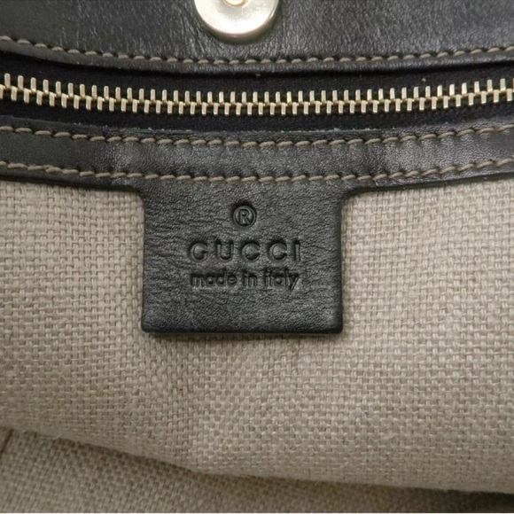 Authentic GUCCI Flora BLACK Canvas Leather Tote Bag - Picture 6 of 8